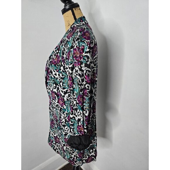 Vintage 90s Dark Romantic Boho Paisley Eclectic Blazer Jacket - Picture 3 of 16
